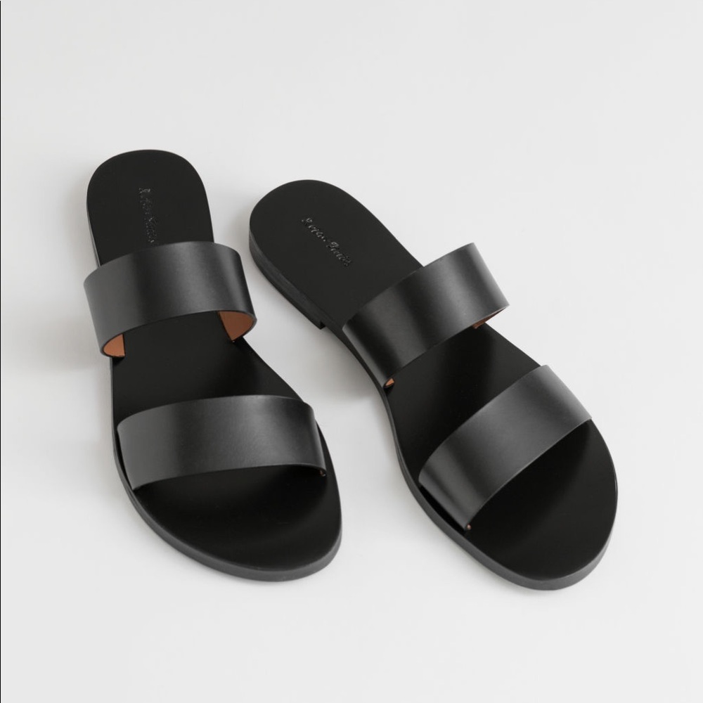 & Other Stories Duo Strap Leather Flat Sandals